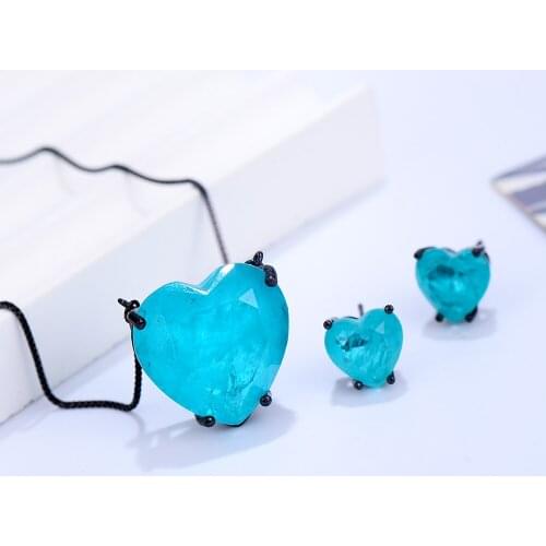 Missvikki Noble Symbol Opal Heart Pendant Earrings Necklace Jewelry Set Ladies Women Wedding Fine Super New Design Fashion