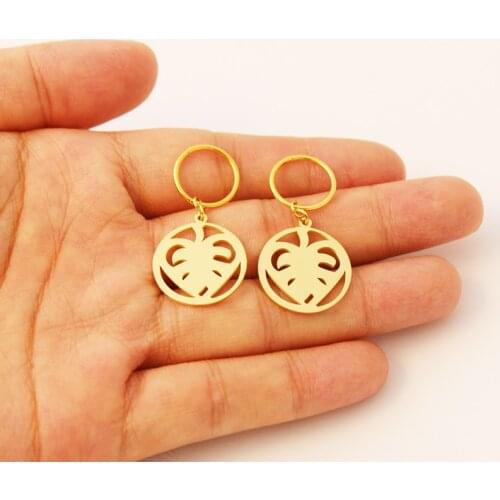 Fashion 24K Gold Round Moon Star Shape New Zealand Kiribati Earring For Girl Women