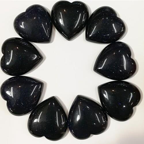 Fashion blue sand stone beads charm heart shape cab cabochons for jewelry making 25mm wholesale 20pcs/lot free shipping