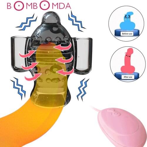 Men Penis Glans Vibrator Delay Trainer Glans Vibrating Massager Cock Enlargers Exerciser Adult Sex Toys for Men Male Masturbator