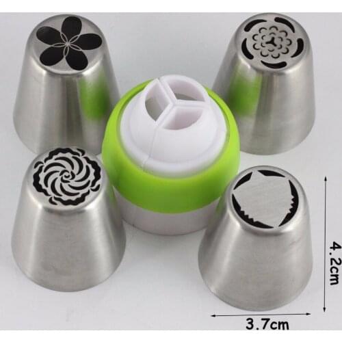 Mujiang New Arrival 4Pcs Russian Icing Piping Nozzles Flower Pastry Tips Cake Decorating Dessert Baking Stainless Steel Tools