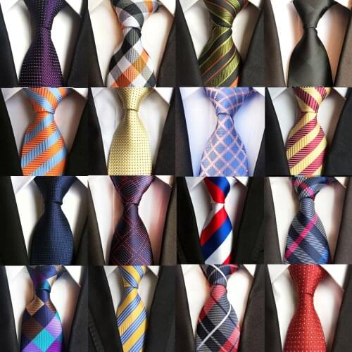 New Fashion Striped Plaid Mens Tie Red Blue Grey Classic Neck Ties Leisure Business Wedding High Quality 8cm Silk Necktie