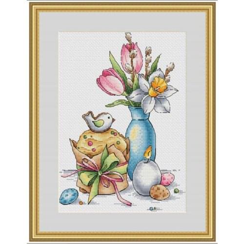 - Easter still life 26-33 cross stitch kit aida fabric 18ct 14ct canvas cotton thread embroidery kits DIY