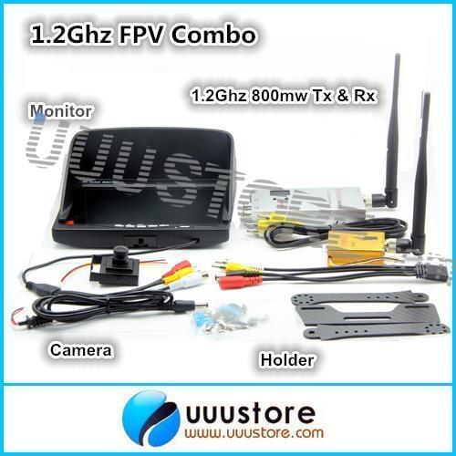1.2Ghz FPV Combo 800mw Video Transmitter Receiver + 800x480 Monitor + 700TVL Camera + Carbon Fiber Holder More Than 3000m