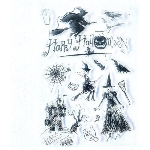Halloween witch Clear Stamp Transparent Silicone Stamp Seal Sheet For Scrapbooking Photo Album Decoration