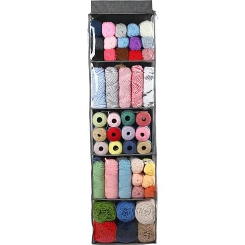 Empty Yarn Storage Bag Gray Color Hanging Wool Storage Bags Foldable Knitting Tote Bag Sewing Accessories Women Gift