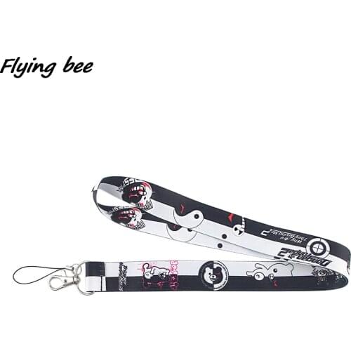Flyingbee Anime Black And White Neck Strap Lanyards ID Badge Card Holder Keychain Phone Gym Strap Webbing Necklace Gift X1259
