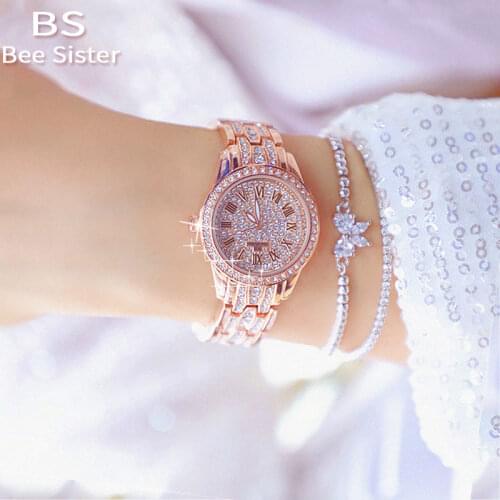 2021 Luxury Wrist Watch Dress Rose Gold Ladies Quartz Watches Diamond Clock Crystal Fashion Women Bracelet Montre Femme Gifts