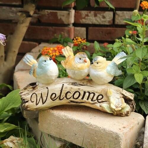 Resin Birds Welcome Plate Garden Animals Decoration Outdoor