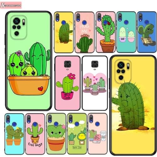 Cartoon Cactus Plant Silicone Cover For Xiaomi Redmi Note 10 10S 9 9S Pro Max 9T 8T 8 7 6 5 Pro 5A Phone Case