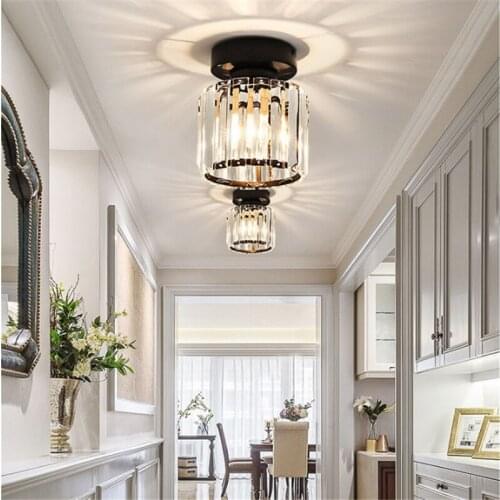 Nordic Modern Led Ceiling Light Living Room Lights Crystal Clear Kitchen Land Light Fixtures Balck Gold Crystal Ceiling Lamp E27