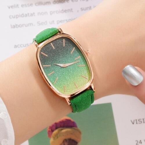 All Match Classic Faux Leather Strap Business Watch Accessory Dress Wristwatch Gradient Color for Office