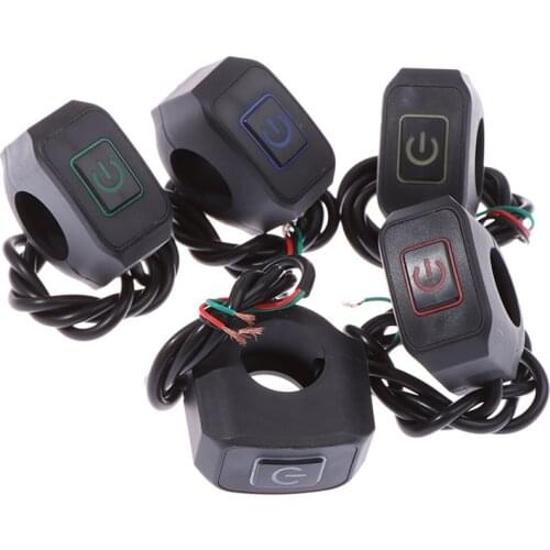 22mm 7/8'' Motorcycle Handlebar Switch Momentry Buttton For Electric Star Kill Waterproof Control Switch Button with LED light