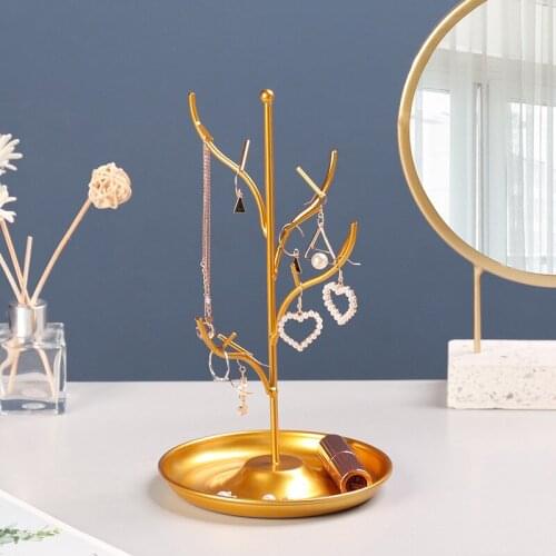 Homelily Nordic Style Tree-shaped Iron Tray Jewelry Plate Girl Room Decoration Earrings Necklace Storage Display Rack Ornaments