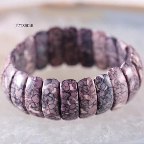 Free Shipping Handmade Jewelry Stretch Beaded Bracelet For Women Natural Brown Ocean Stone 7" H931