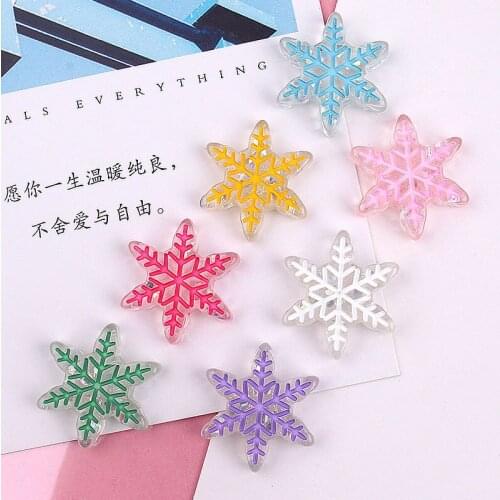 10Pcs Christmas Glitter Snowflake Flatback Resin Cabochon Accessories DIY Phone Case Decoration Scrapbooking Hair Bows Center