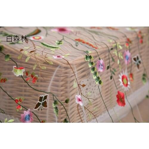 3Y/Lot flower embroidery lace fabric multicolour wide 140cm elastic and translucent for lace mesh embroidery dress