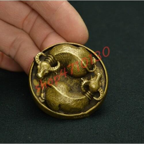 Antique Collection Solid Decoration of Ancient Copper, Cow Turning to Heaven and Earth, Retro Crafts Collection