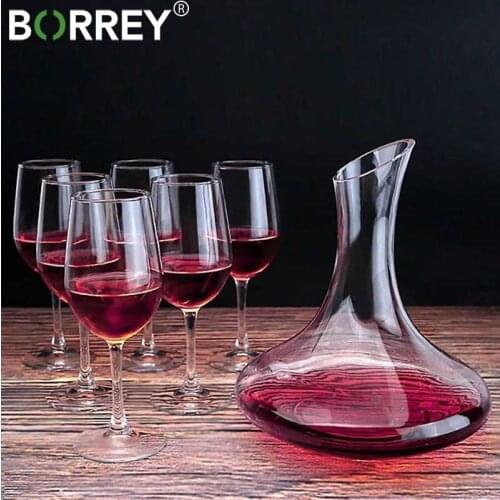 BORREY Wine Decanter Whiskey Vodka Glass Bottle Set Wine Separator Wine Decanter Aerator Crystal Clear Glass 1500ml Wine Tools