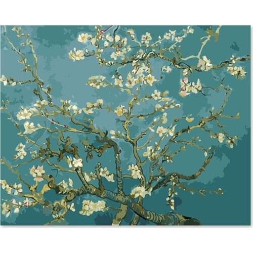 Digital oil painting DIY decoration drawing room bedroom sofa background Van Gogh apricot flower