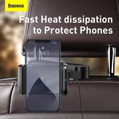 Baseus Backseat Phone Holder 15W Wireless Charger for iPhone Universal Stand in Car for 4.7-6.5inch phones Car Holder for Huawei