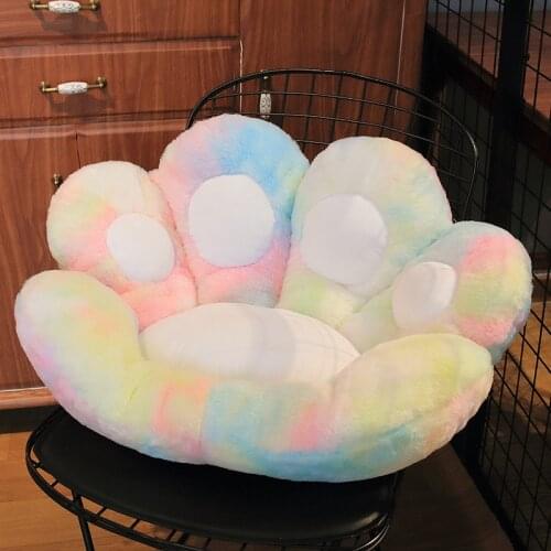 Rainbow New Colors Cute Plush Cat Paw Seat Cushion for Office Dinning Chair Desk Seat Backrest Pillow Outdoor Garden Massage