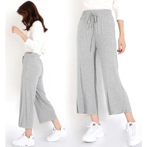Home Casual Out Pants Comfortable Solid Modal Long Pants Plus Size Women Sleep bottoms Female Lounge Wear Night пижамные штаны