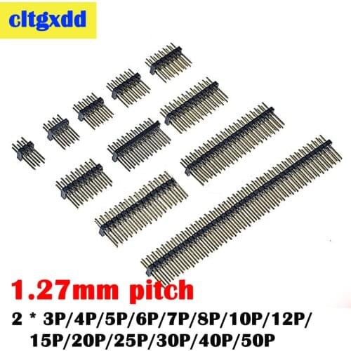 10pcs 1.27mm Double Row Male Breakaway PCB Board Pin Header Connector Strip 2* 3P 4P 5P 6P 7P 8P 10P 12P 15P 20P 25P 30P 40P 50P