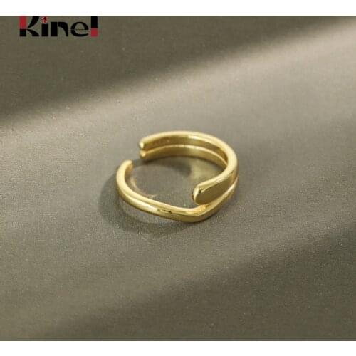 Kinel Korean Genuine Ring 925 Silver Woman Jewelry Minimalist 18K Gold Ring Female Opening Silver Finger Rings