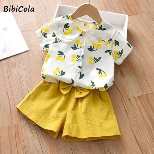 Girls Clothes Set Birthday Outfits Doll Collar Short Sleeve Tops+ Solid Color Shorts Suit For Baby Girls Cute Girls Clothing