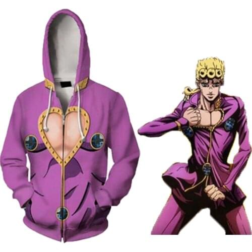 Japanese Anime Jojo Bizzare Adventure Costume Clothes Guido Mista Hoodie Sweatshirt Male Mens Boys Zipper Top Jacket Jojo Mista