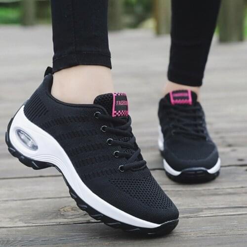Women Tennis Shoes Air Cushion Sports Running Shoes For Woman Breathable Female Sneakers Outdoor Walking Jogging Flying Weavon