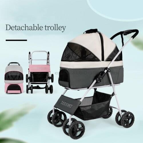 Lightweight Folding Pet Trolley Dog Cat Stroller Baby Pet Car Cage Out Travel Detachable Pet Carriers Bag Carrying For Cats Dogs