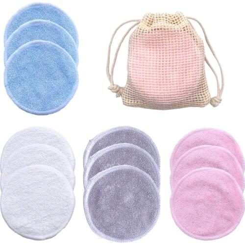 10PC Reusable Cotton Pads Makeup Remover Pads Washable Round Bamboo Make Up Pads Cloth Nursing Pads Skin Care Tool Skin Cleaning