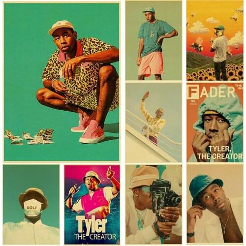 Kraft Paper Printing of Fashion Tyler The Creator Flower Boy Band Music Cover Hip Hop Rapper Posters for Home Wall Sticker Decor