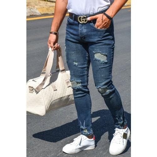 Mens Slim Fit Jeans Trousers 20Y-2100439 Navy Blue