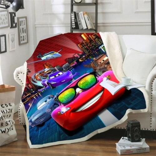 Cartoon Fleece Throw Blanket Lightning McQueen Soft Travel Blanket Solid Color Bedspread Plush Cover for Bed Sofa Warm Gift