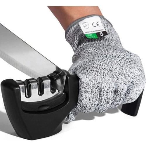 Knife Sharpener 3 Stages Professional Whetstone Kitchen Sharpening Stone Tungsten Diamond Ceramic Grinder Chef Accessories Tool