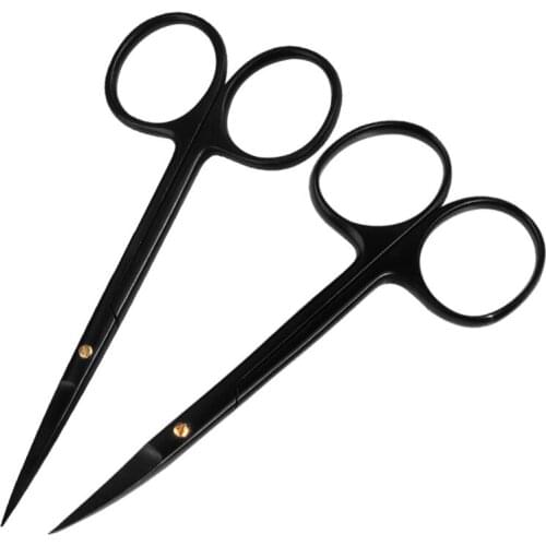 Ophthalmology Porcelain Black Handle Scissors Tungsten Carbon Steel Double Eyelid 10cm Plastic Eye Tool Straight Bent Tip