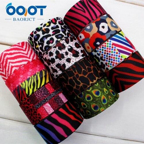 OOOT BAORJCT 174103,22mm Leopard, zebra, geometric Printed grosgrain ribbon,DIY handmade,Wedding decoration materials