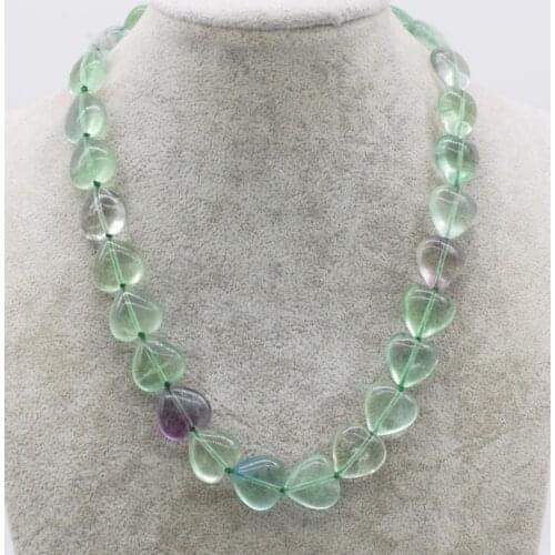 Green fluorite heart necklace 16mm 18inch FPPJ wholesale beads nature