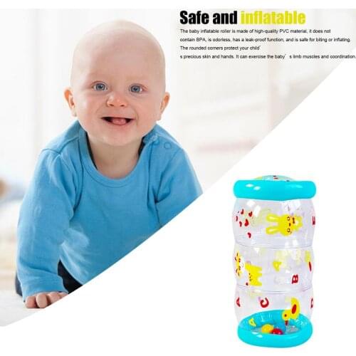 PVC Inflatable Baby Toy, Crawling Toy With Bells, Aby Crawling Toy Early Education Infant Crawling Roller Toys 45x22cm