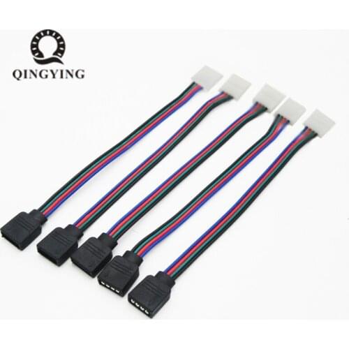 20pcs RGB LED Strip light connectors 10mm 4PIN No soldering Cable PCB Board Wire to 4 Pin Female Adapter for SMD 5050