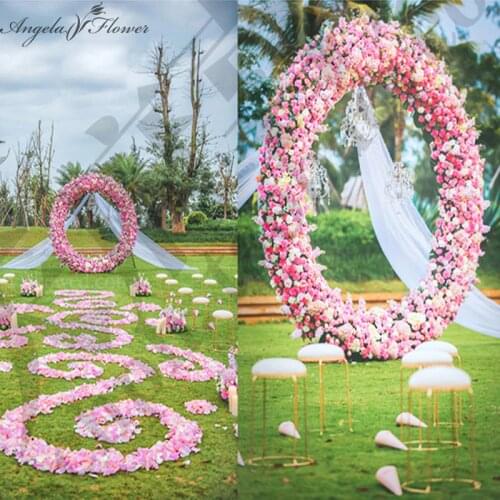 Artificial flower row arrangement supplies decor for wedding iron arch backdrop party silk rose hydrangea peonies flowers stand