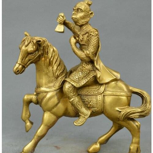 Collect Chinese fengshui old Bronze animal auspicious horse monkey wealth Statue