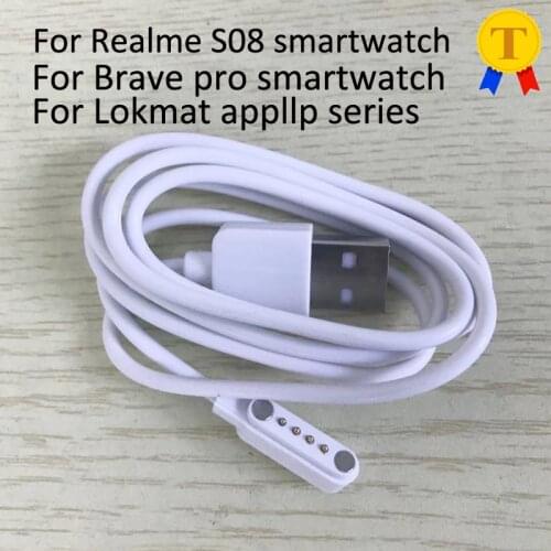 4Pin 7.62mm Magnetic Charge Cable USB Charging Line Cord Rope For Realme S08 Lokmat Appllp 3 Rogbid Brave Pro Smart Watches
