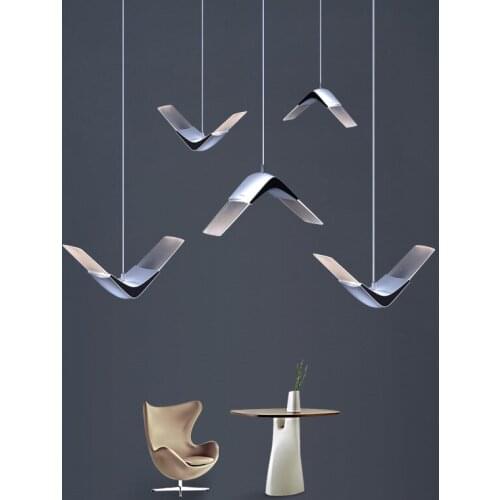 Modern minimalist chandelier Nordic creative personality dining room living room bar LED bedroom bedside chandelier