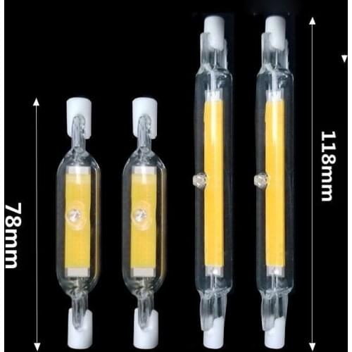 Super Bright R7S LED 78mm 10W 15W R7S Spotlight 118mm 30W 50W 110V 220V 240V COB Lamp Bulb Glass Tube Replace Halogen Lamp Light
