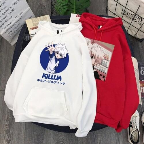 Kawaii Hunter X Hunter Hoodies Men Women Short Sleeve Sweatshirt Killua Zoldyck Anime Manga Black Hoodies Bluzy Tops Clothes