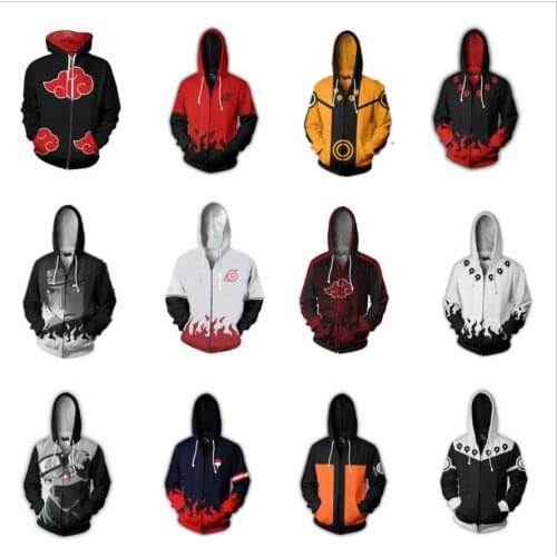 Akatsuki Cosplay 3D Hoodies Japanese Anime Harajuku Casual Autumn Sweatshirts Sasuke Kakashi Red Cloud Print Outwear S-5XL